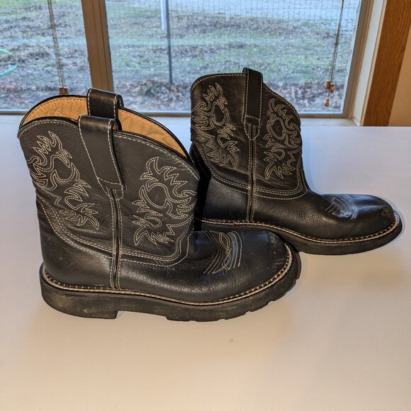 Ariat Women's Size 8.5 Fat Baby Black Leather Western Boots - Picture 3 of 4